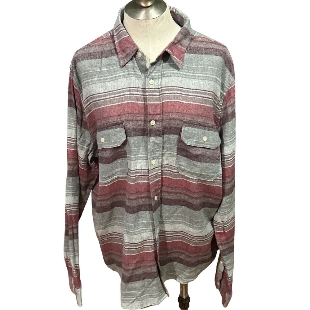 Aeropostale Flannel‎ Shirt Pink/White/Black/Brown Striped Men’s XL NWT